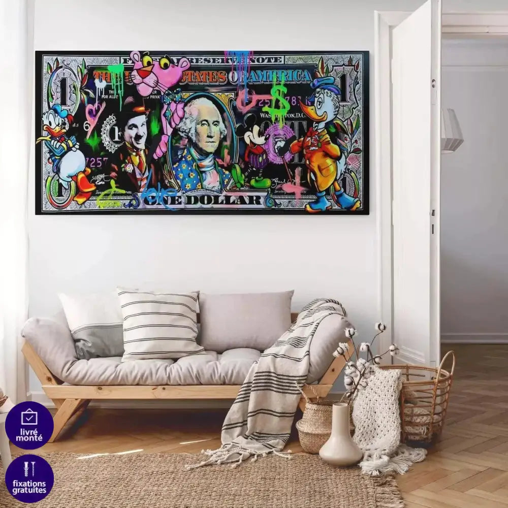 Tableau Street Art Money One Dollar - Montableaudeco