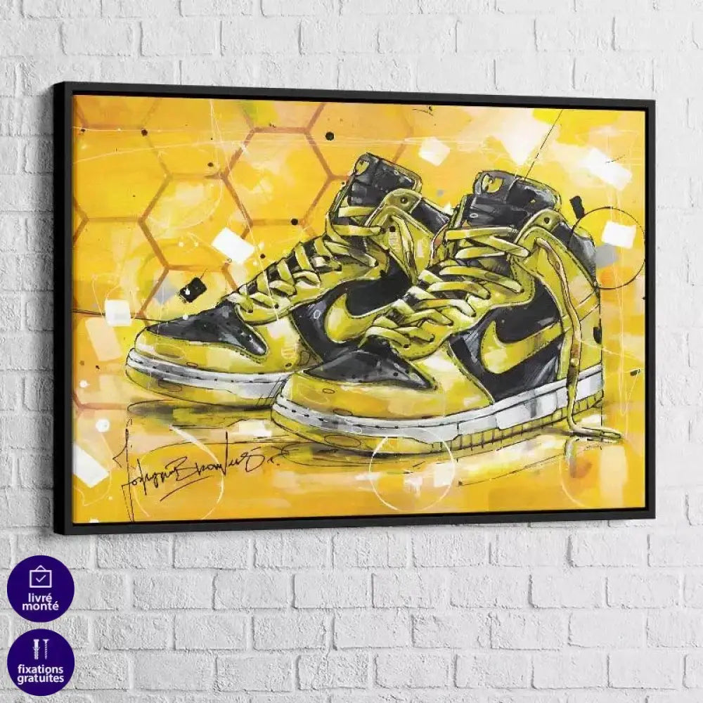 Tableau Street Art Nike Air Gold - Montableaudeco