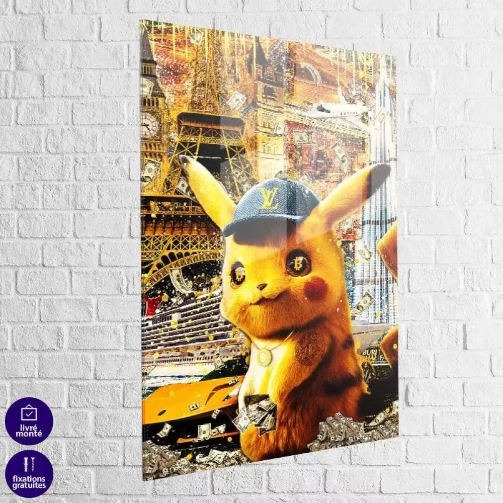 Tableau Street Art Pikachu Bit coin - Montableaudeco