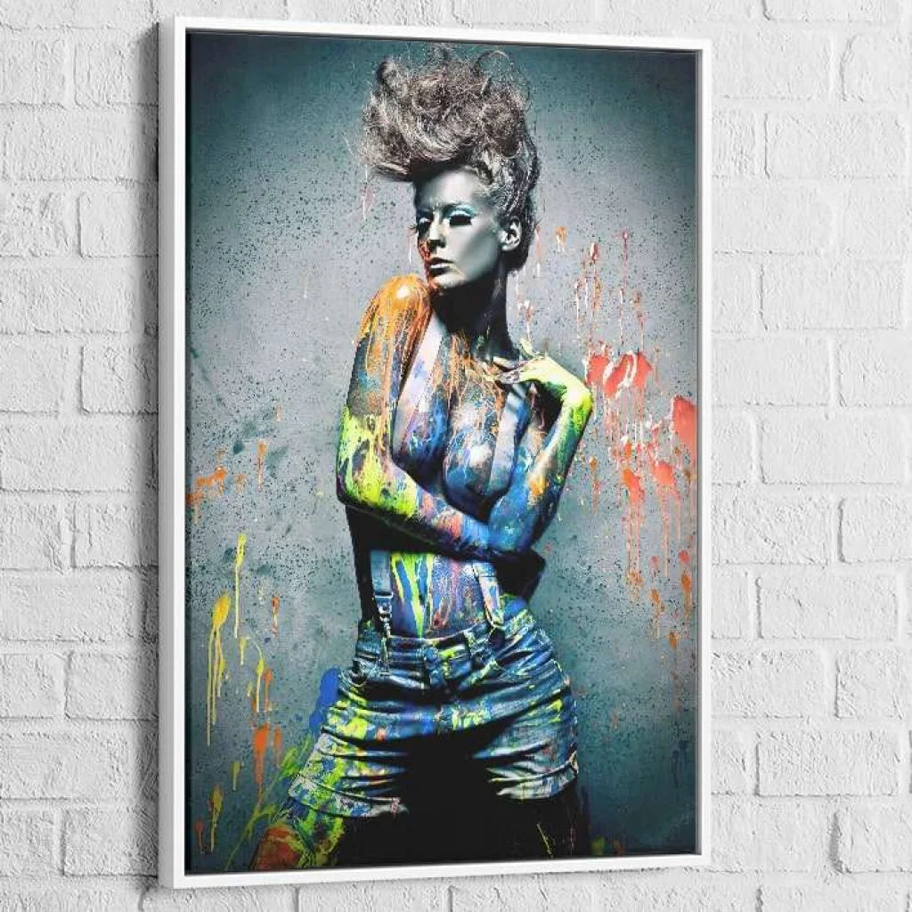 Tableau Street Art Rébellion Colorée 40x60cm / Cadre Blanc Tableau Street art