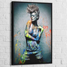 Tableau Street Art Rébellion Colorée 40x60cm / Cadre Noir Tableau Street art