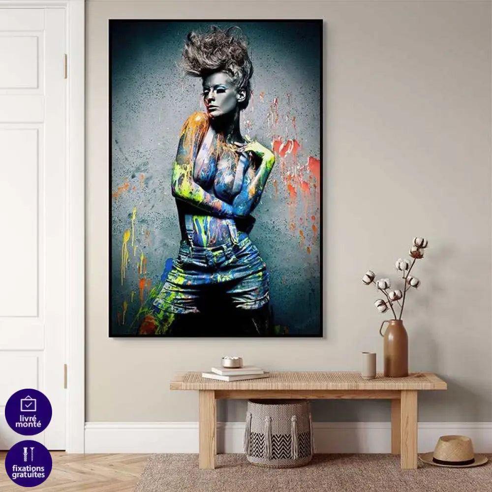 Tableau Street Art Rébellion Colorée 40x60cm / Toile tendue sur châssis Tableau Street art