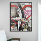 tableau graffiti femme en mouvement

