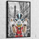 Tableau Street Art Rich Duck in Paris 40x60cm / Cadre Noir Tableau Street Art