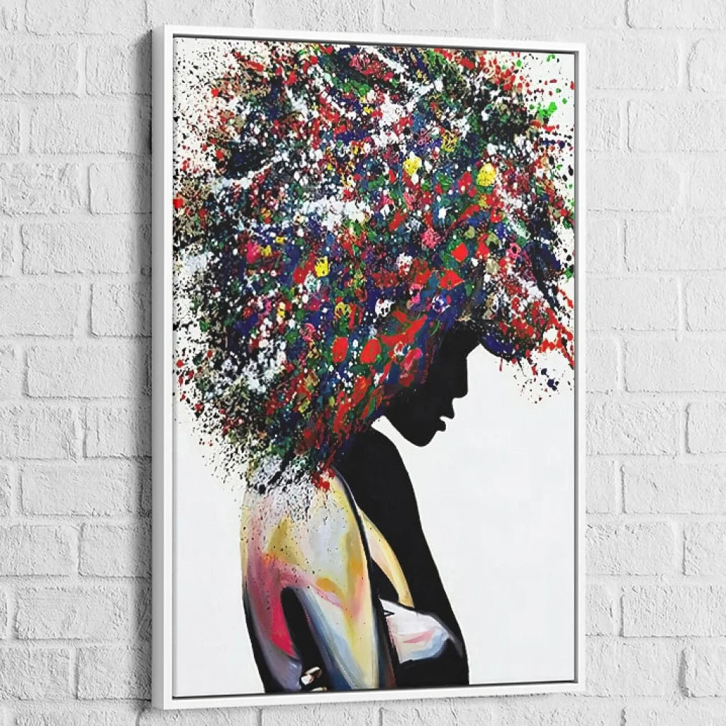 Tableau Street Art Silhouette en Couleur 40x60cm / Cadre Blanc Tableau Street Art