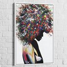 Tableau Street Art Silhouette en Couleur 40x60cm / Cadre Blanc Tableau Street Art