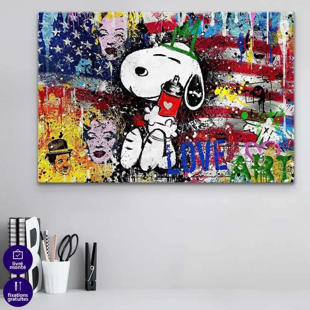 Tableau Street Art Snoopy - Montableaudeco