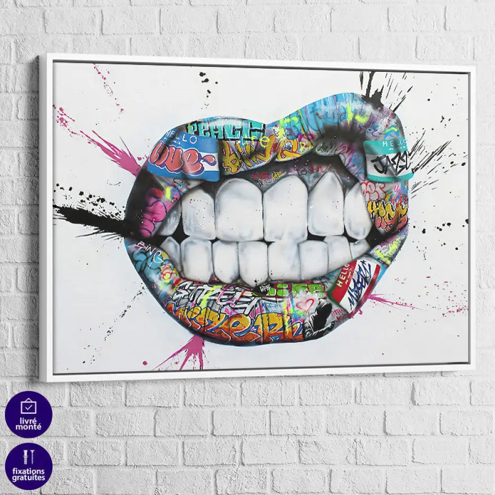 tableau street art sourire saturé B