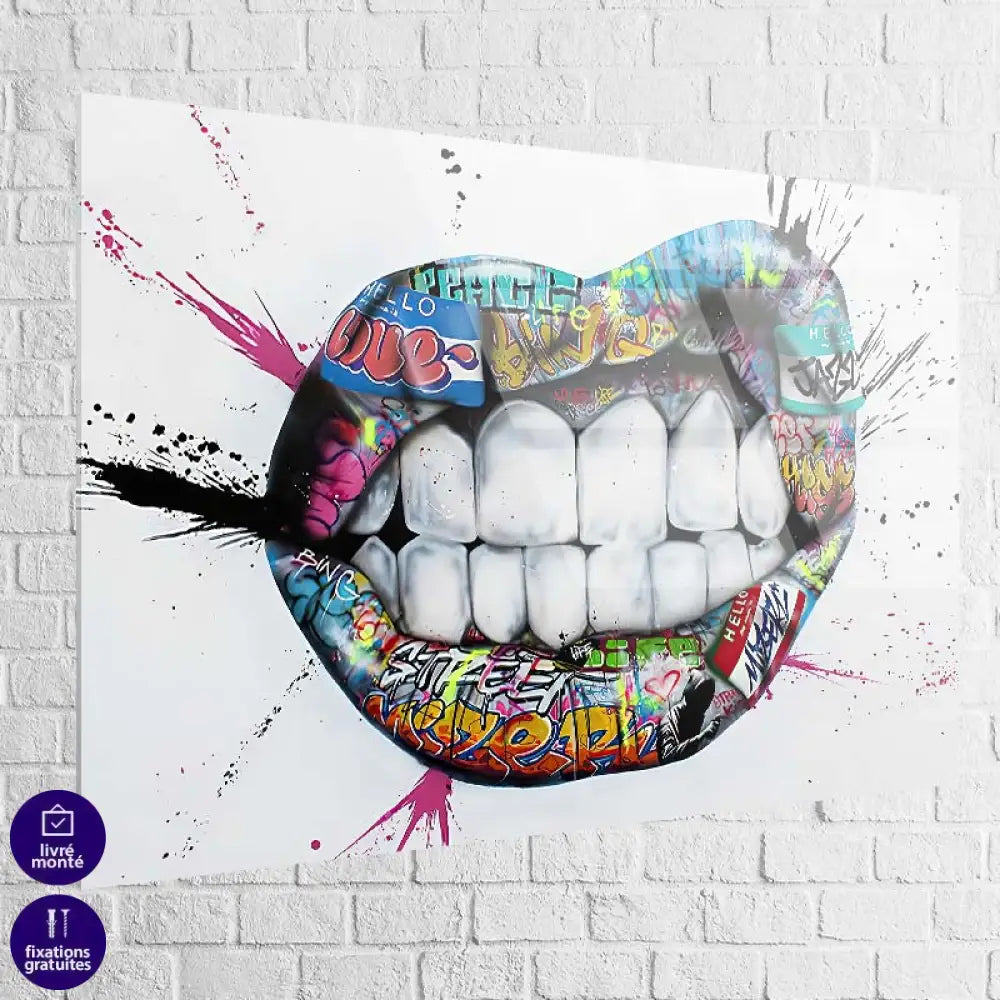 tableau street art sourire saturé D
