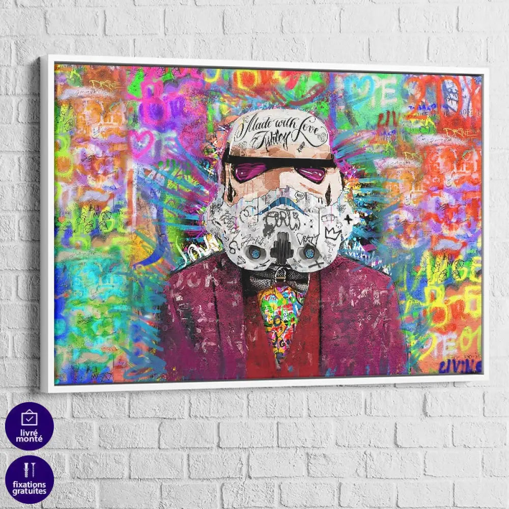 Tableau Street Art Stormtrooper 40x60cm / Cadre Blanc Tableau Street Art