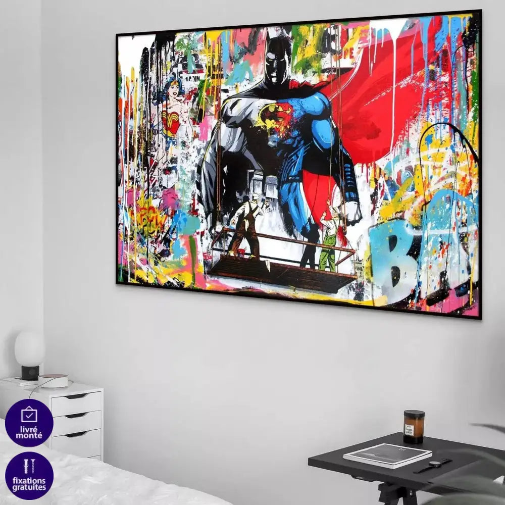 Tableau Street Art Super Héros Wall - Montableaudeco
