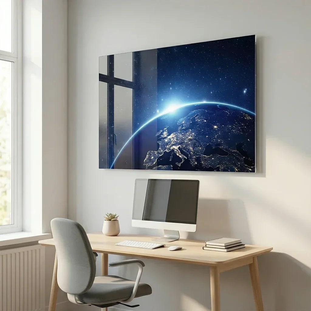 Tableau Terre L’ Europe Vue de l’Espace - 40x80cm / Plexiglas - Tableau Espace