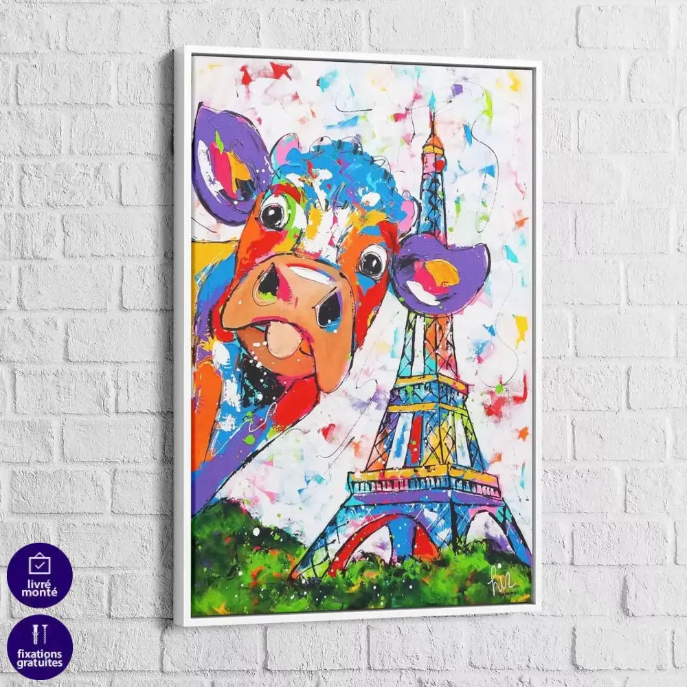 Tableau Vache Colorée à Paris - Montableaudeco