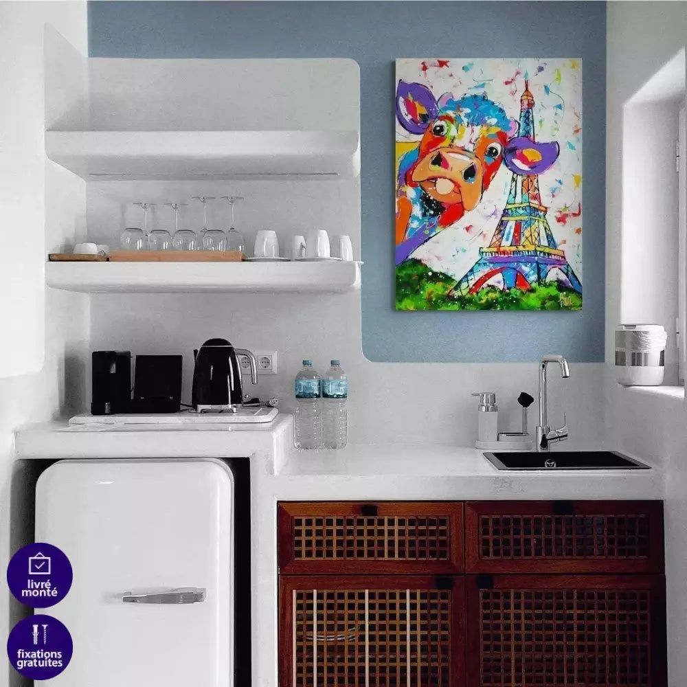 Tableau Vache Colorée à Paris - Montableaudeco
