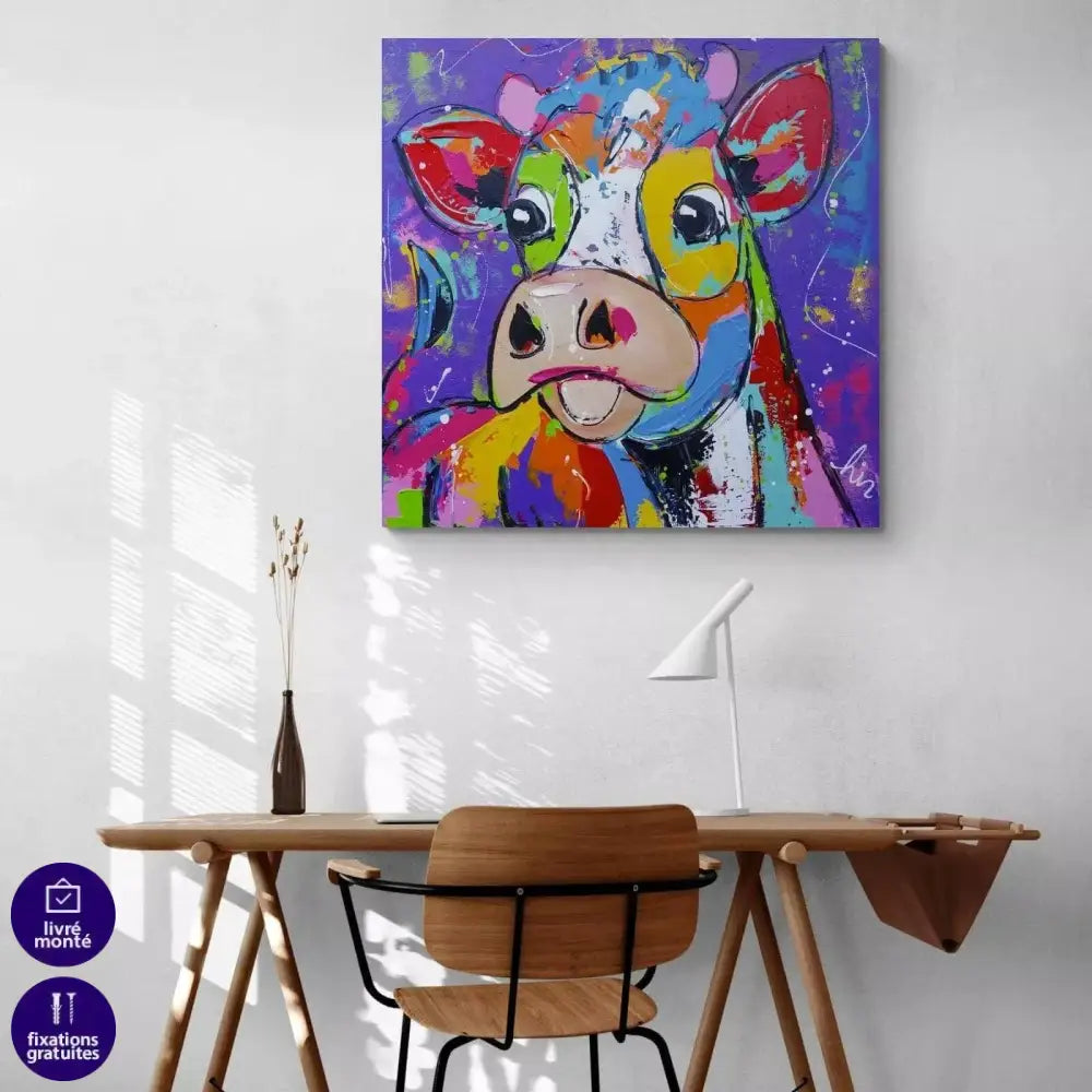 Tableau Vache Colorée Elle est si Jolie - Montableaudeco