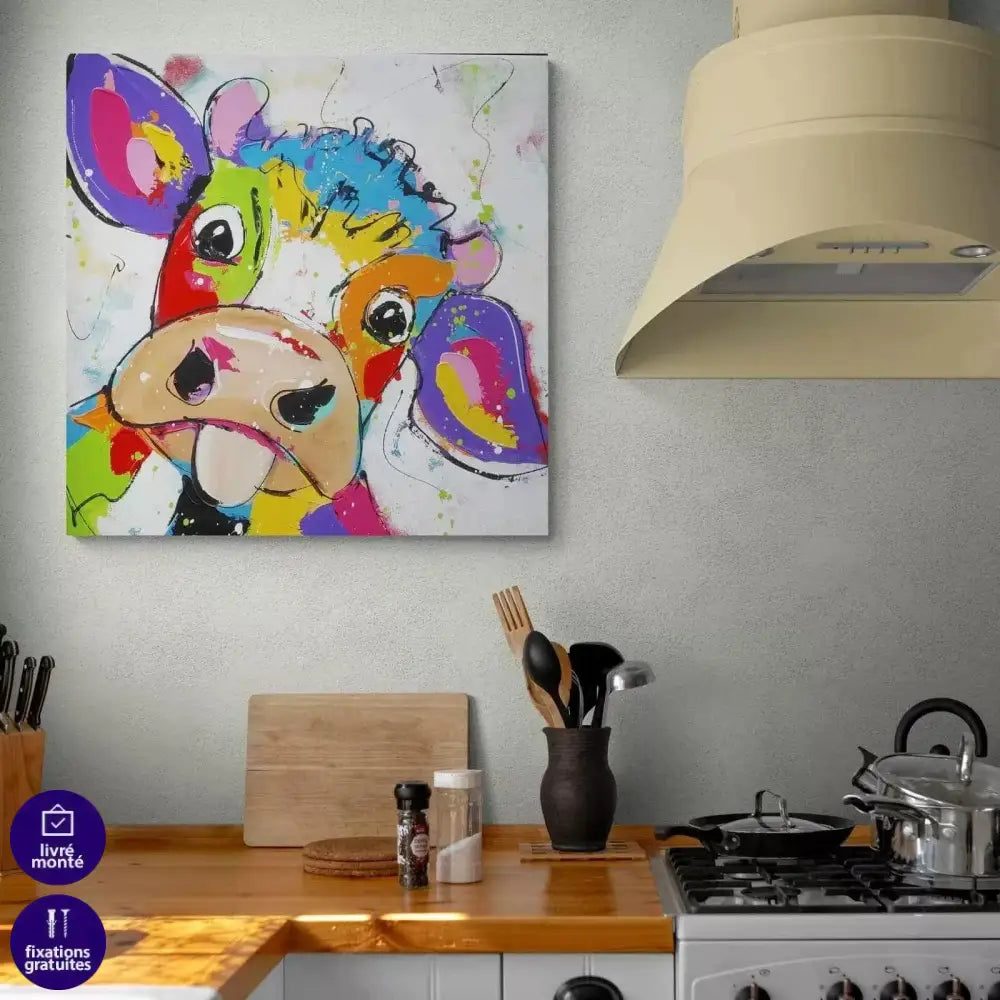 Tableau Vache Colorée Est Folle - Montableaudeco