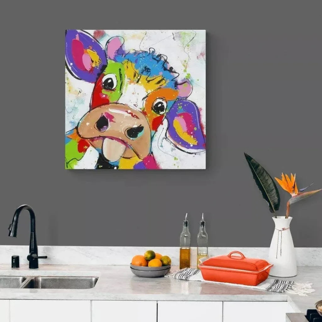 Tableau Vache Colorée Est Folle - Montableaudeco