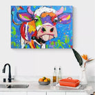 Tableau Vache Colorée La vie est belle - Montableaudeco