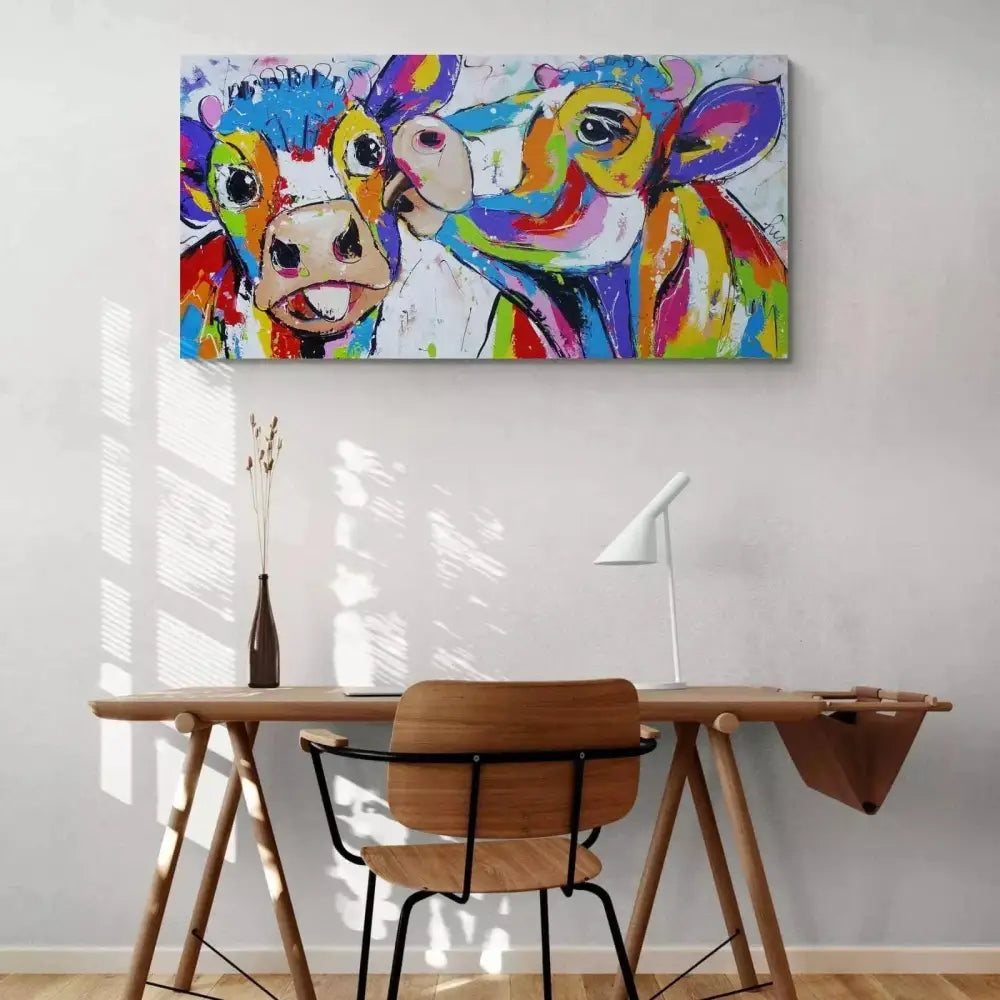 Tableau Vache Colorée L'amour Vache - Montableaudeco