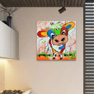 Tableau Vache Colorée Le Petit Veau - Montableaudeco