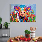 Tableau Vache Colorée Le Printemps - Montableaudeco
