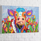 Tableau Vache Colorée Le Printemps - Montableaudeco
