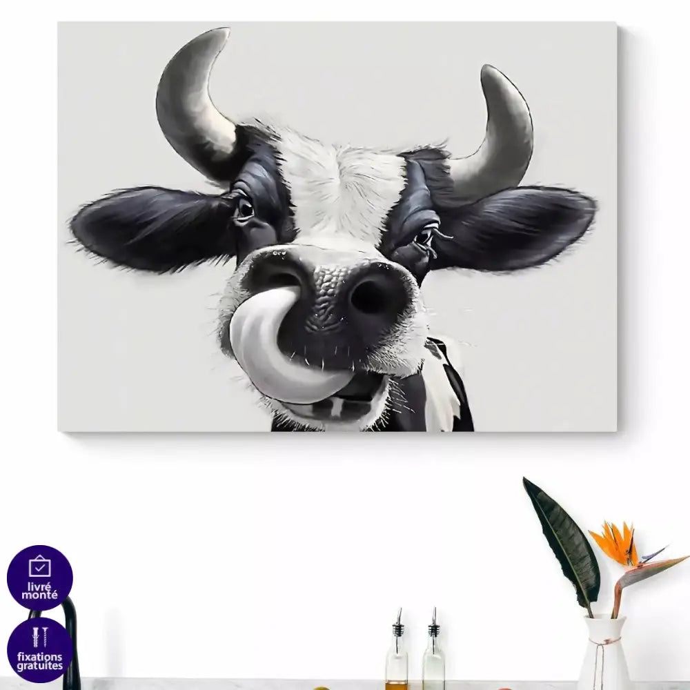 Tableau Vache Noir et Blanc - Montableaudeco