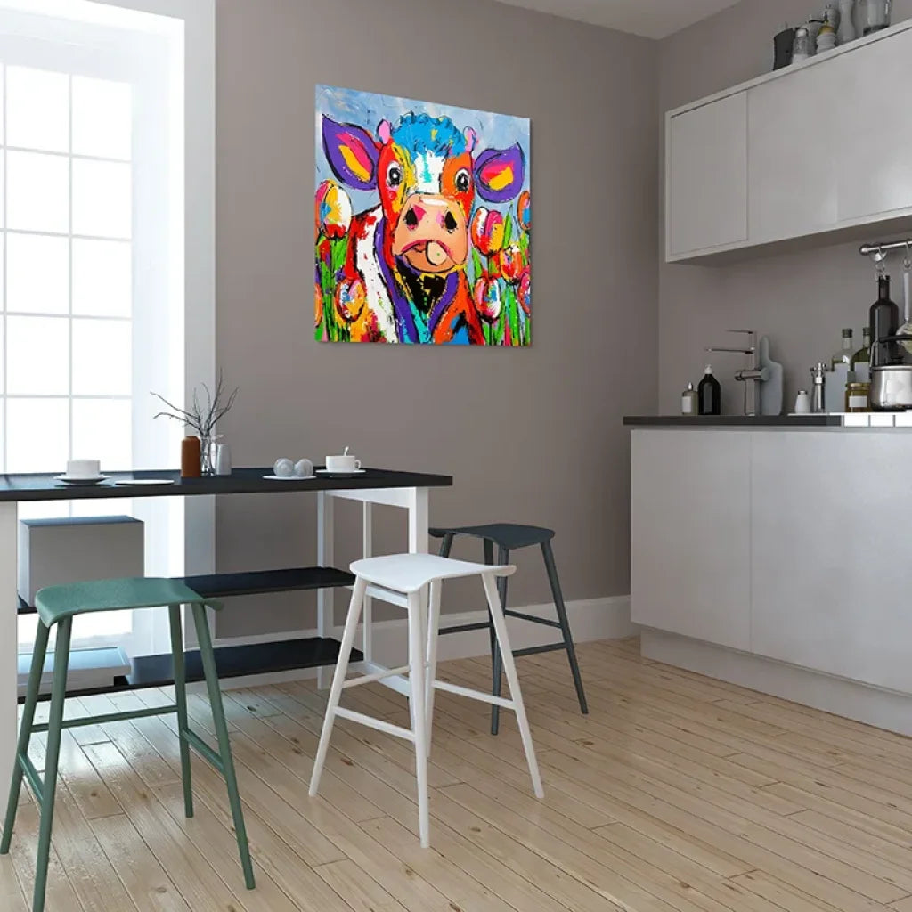 tableau vache pop art pour salon