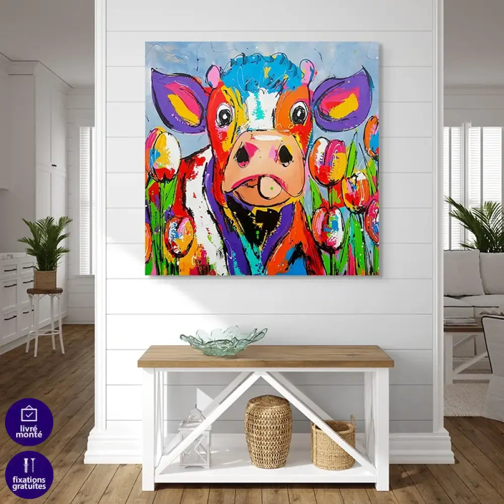 tableau pop art vache décorative
