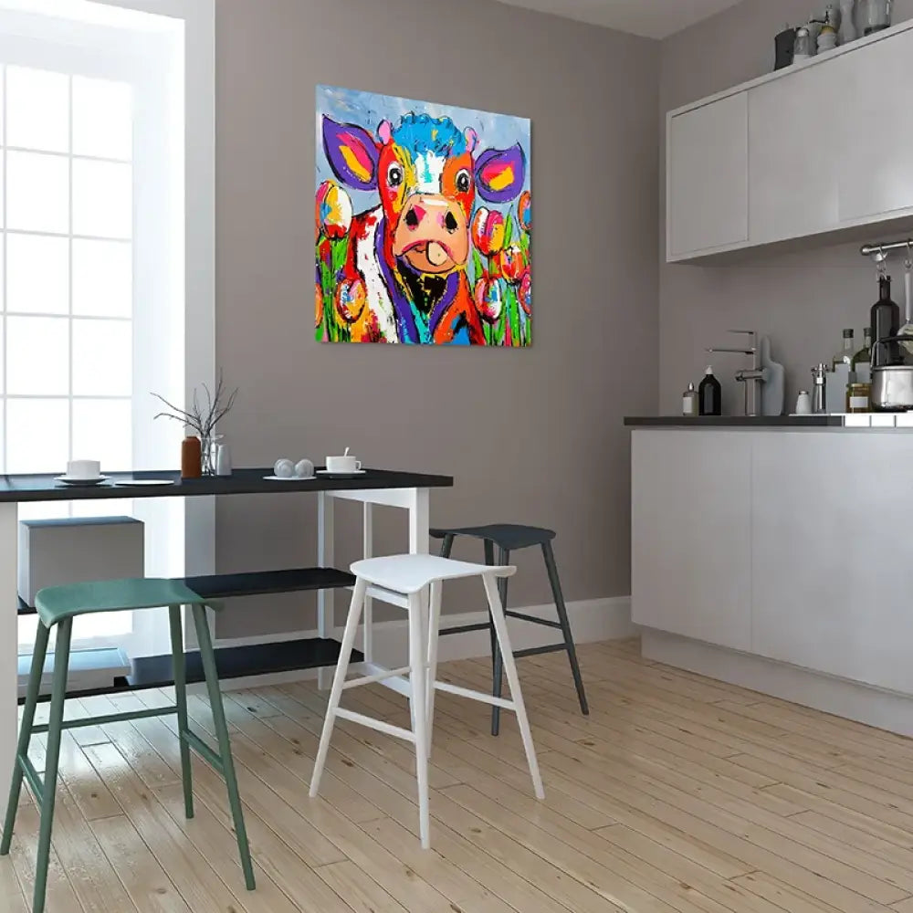 tableau vache pop art pour salon