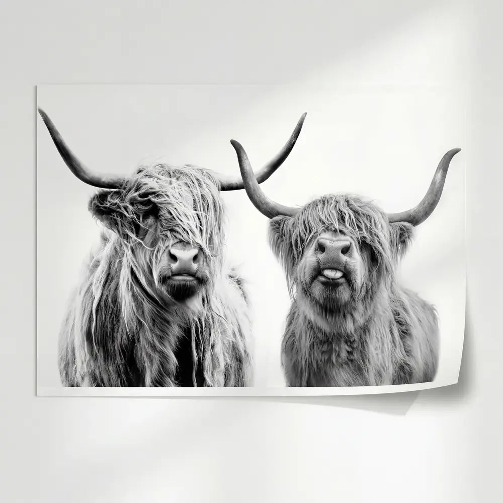 Poster Vaches Highland Noir et Blanc