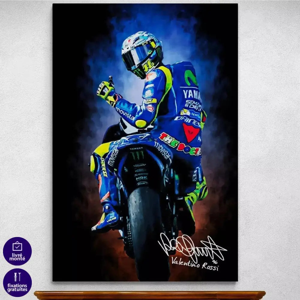 Tableau Valentino Rossi Bleu Signature - Montableaudeco