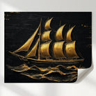 tableau voilier doré peinture artistique moderne