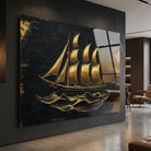 Tableau Voilier Doré - 40x60cm / Plexiglas - Tableau Mer