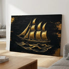 tableau voilier doré moderne décoration murale luxe