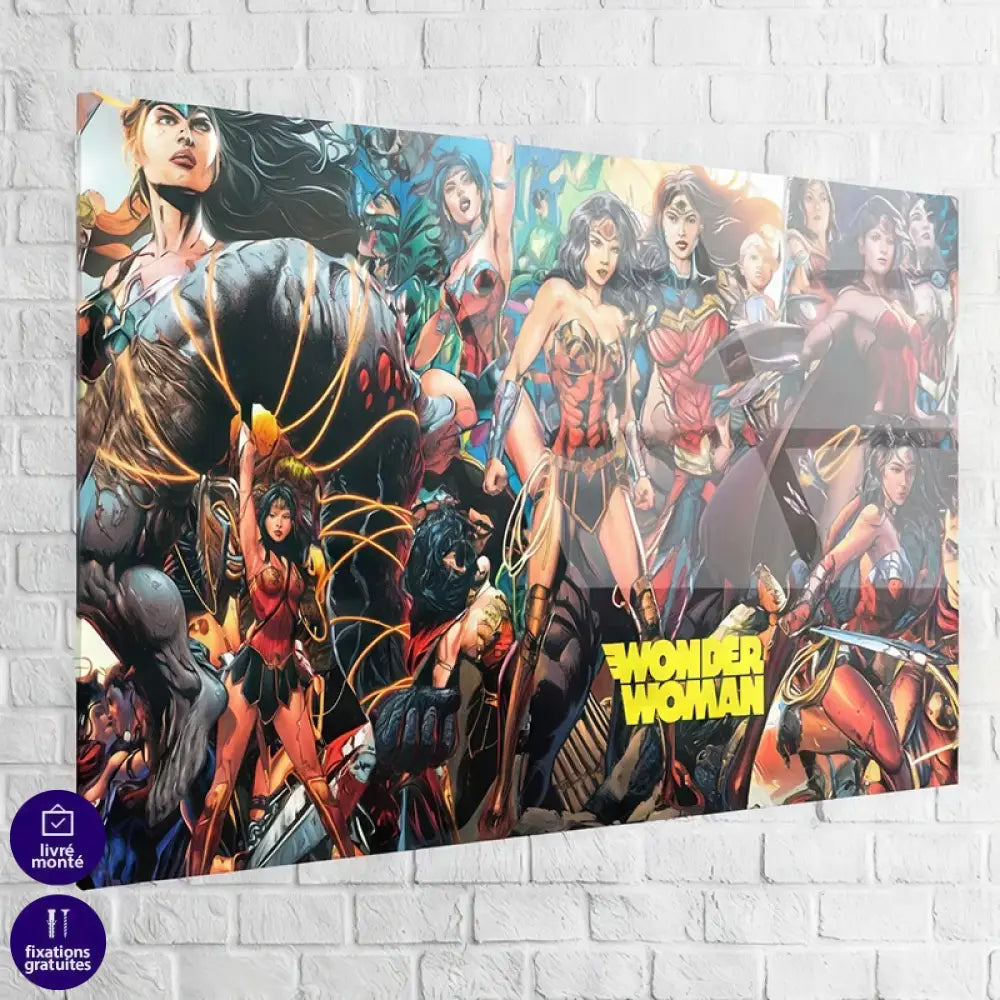 Toile décorative Wonder Woman en action avec lasso et épée

