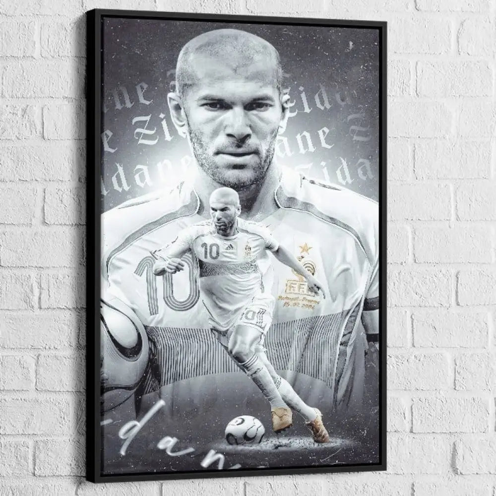 Tableau Zidane Le Roi Zidane 40x60cm / Cadre Noir Tableau Sport