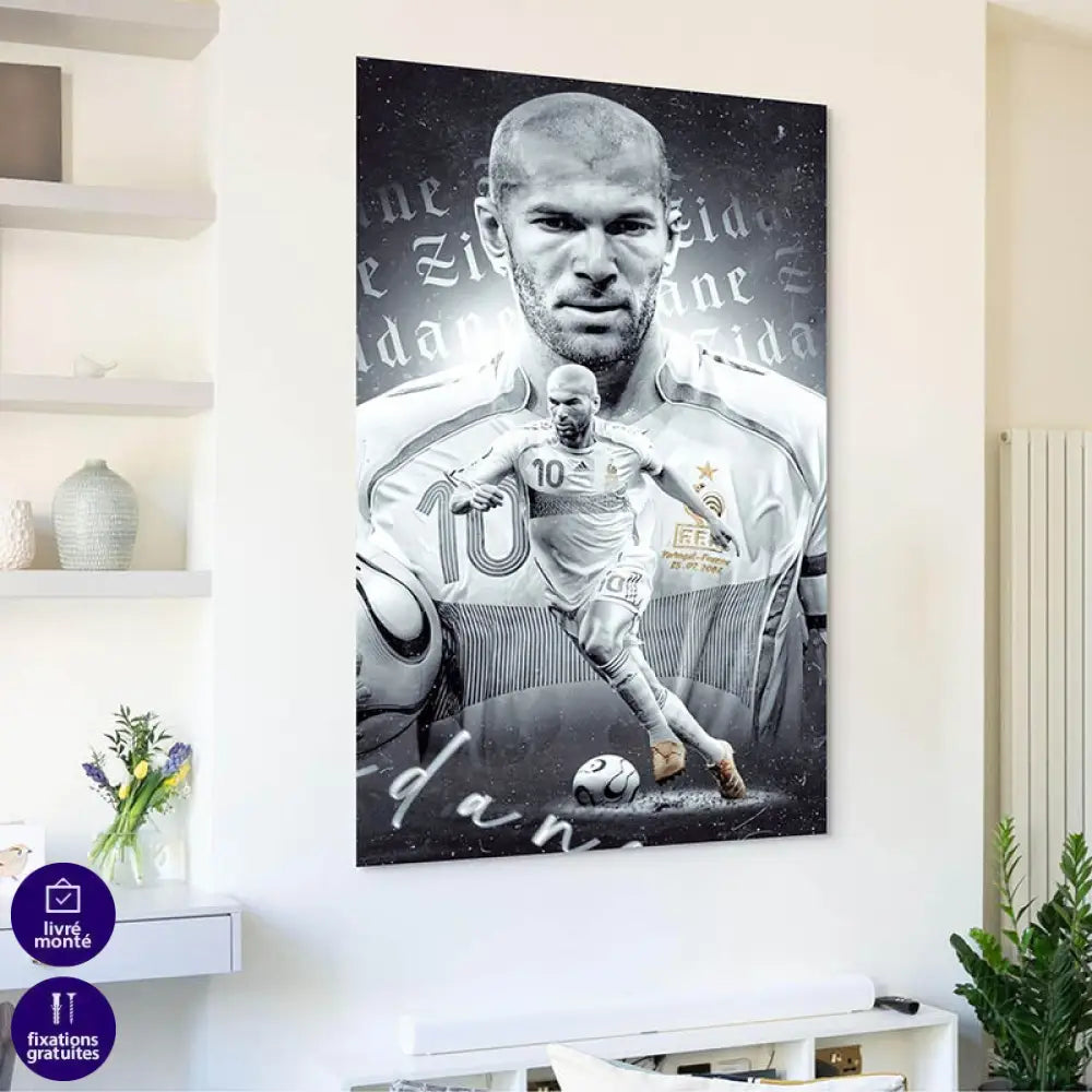 Tableau Zidane Le Roi Zidane 40x60cm / Toile tendue sur châssis Tableau Sport