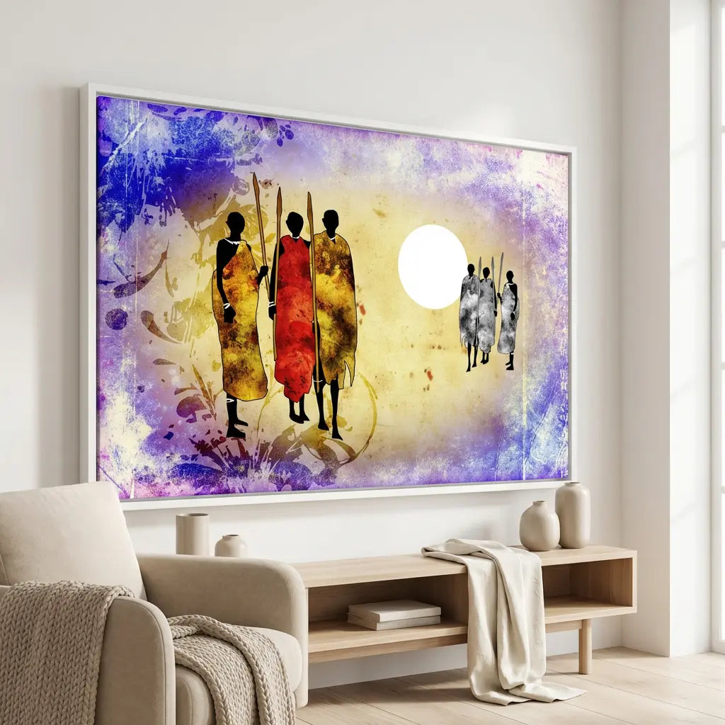 tableau afrique tribal soleil décoration murale ethnique