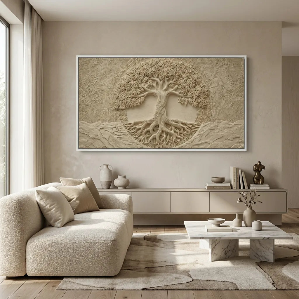 tableau arbre de vie moderne design bois clair