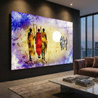 tableau art africain contemporain silhouettes tribales