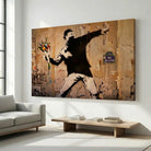 tableau banksy rage the flower thrower street art toile tendue