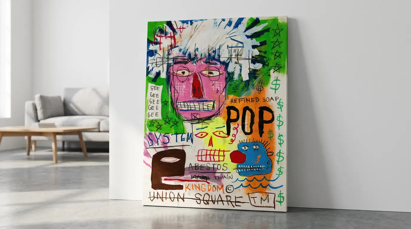 Tableau Basquiat coloré