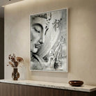 tableau bouddha noir et blanc art zen contemporain