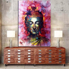tableau bouddha spirituel rose design contemporain