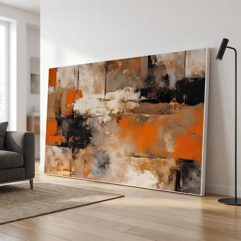 tableau déco moderne tons chauds XXL
