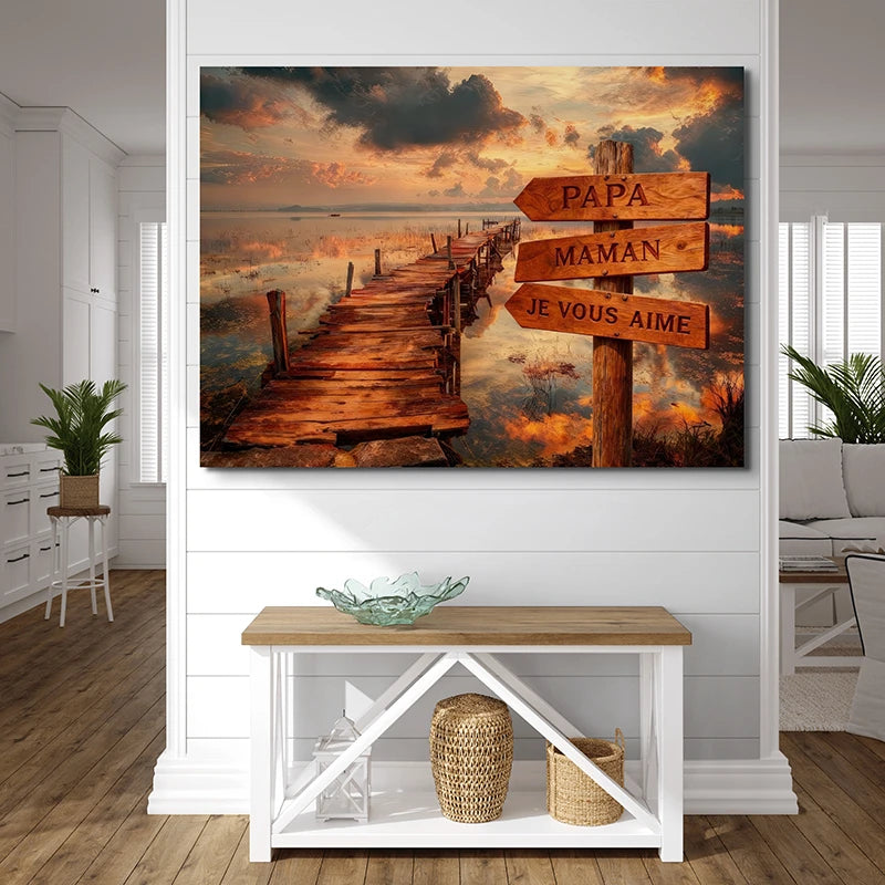 tableau déco personnalisé bois et coucher de soleil