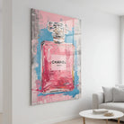 tableau flacon de parfum chic bleu rose style moderne