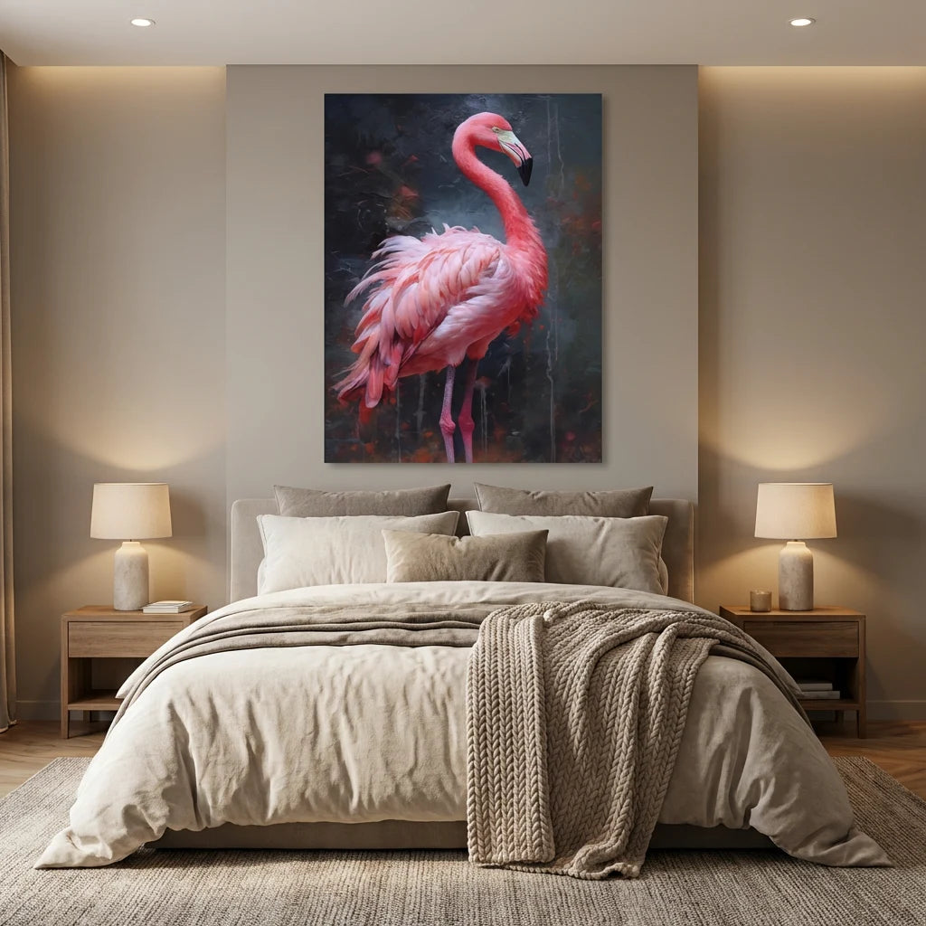 tableau flamant rose art contemporain peinture rose