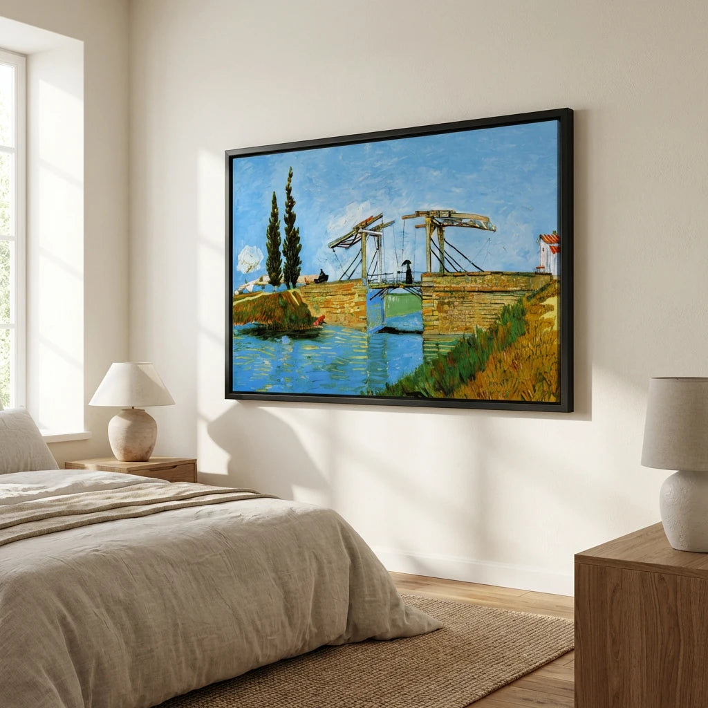 tableau impressionniste van gogh pont paysage bleu et nature